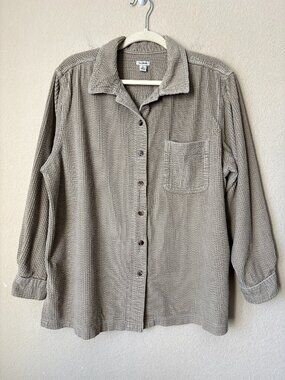 L.L. Bean XL Corduroy Button Down Neutral Tan Fall Shirt Jacket Shacket